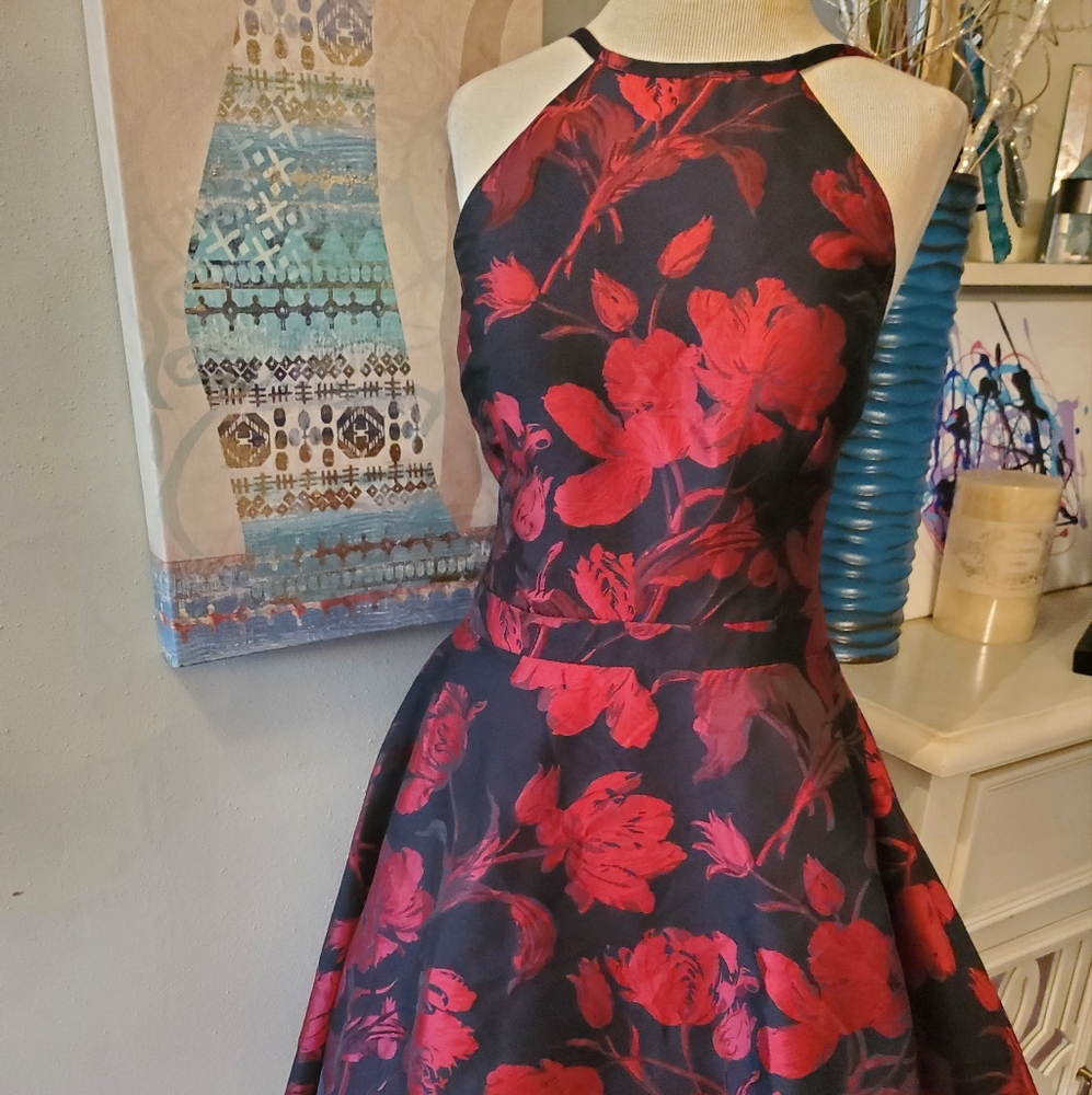 Black/Red flower print Dress ...size 6